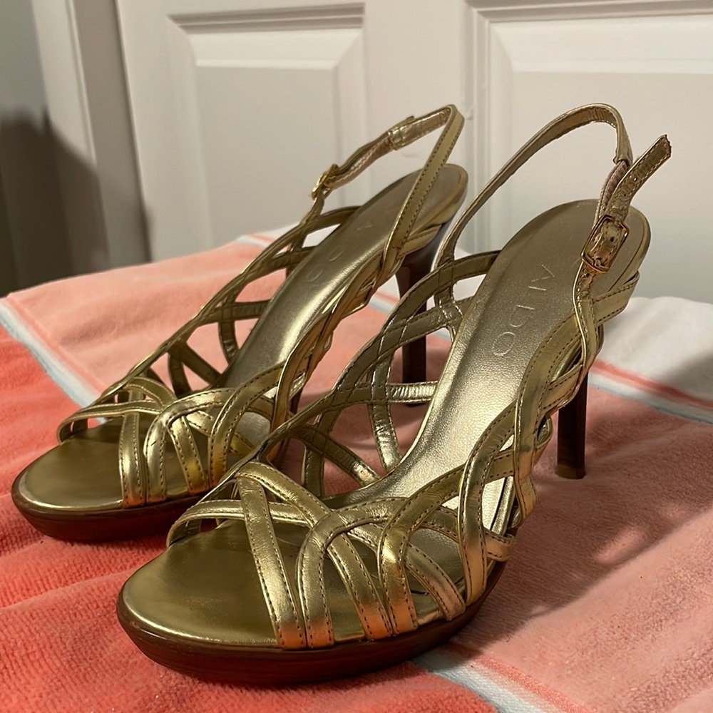 Aldo gold strappy high heel